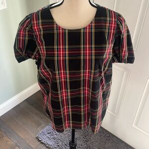 J CREW HOLIDAY SHIRT —worn once and washed
With bow tie back closure